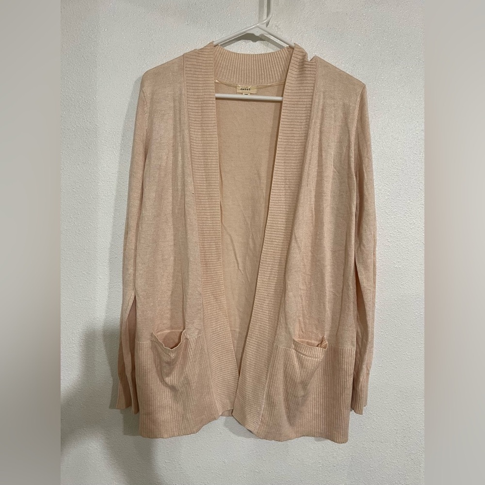 Debut open cardigan, viscose blend size M NWOT knitted front pockets